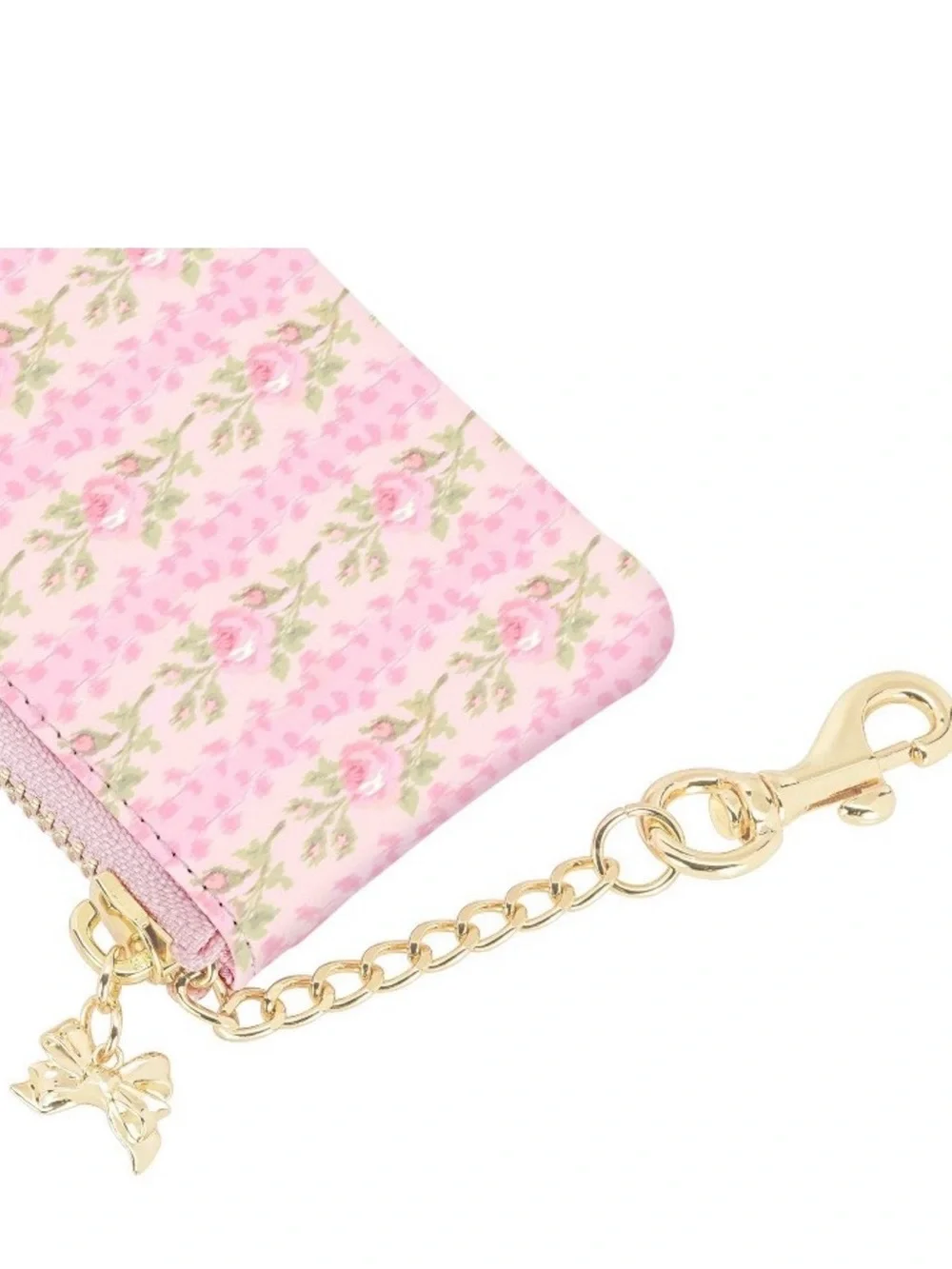 Pink Floral Zip Pouch Keychain wallet